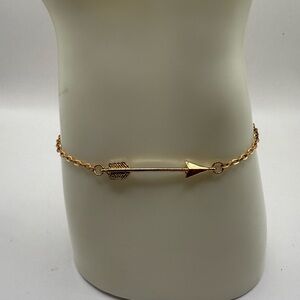 Fearless and True Arrow Gold Tone Round Snake Chain Bracelet Adjustable